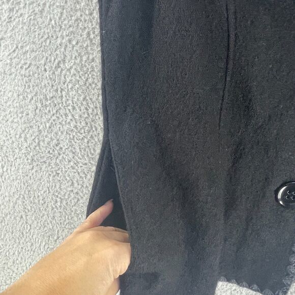 Carole Little Womens Blazer Cardigan Jacket Boiled Wool Boho Embroidered Black S - Picture 8 of 10